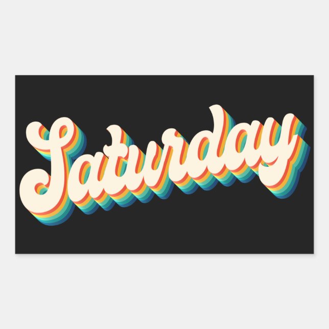 Retro 70s Saturday Weekend Disco Party Logo Rectangular Sticker (Front)