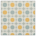 Retro 70s Scandi Flowers - Blue and Yellow on Gray Fabric