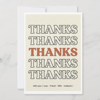 Retro 70s Stacked Typography Thank You Card - Mini