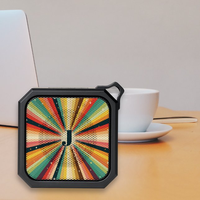 Retro 70s Starburst Monogram Initials Bluetooth Speaker (Creator Uploaded)