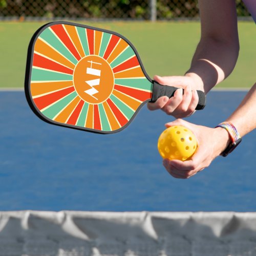 Retro 70s Starburst Monogram Sun Pickleball Paddle