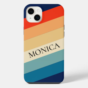 Retro 70s Stripes Groovy Color Block Personalized iPhone 14 Plus Case