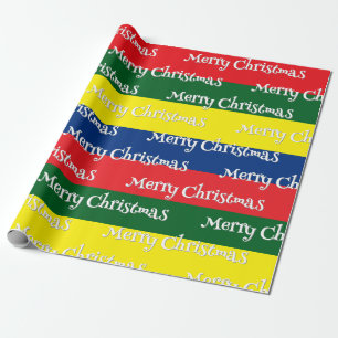 Retro 70s Stripes Merry Christmas Wrapping Paper