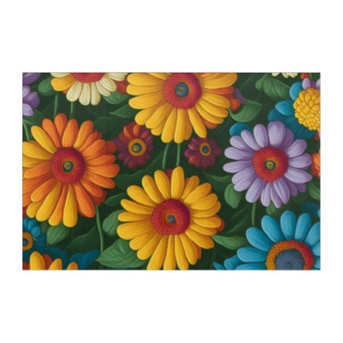 Retro 70s style colorful daisies  acrylic print