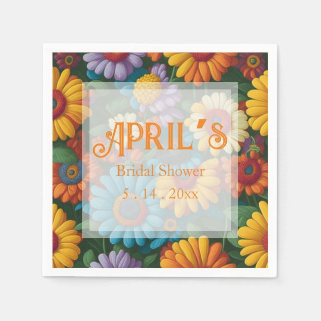 Retro 70s style colorful daisies  napkins (Front)