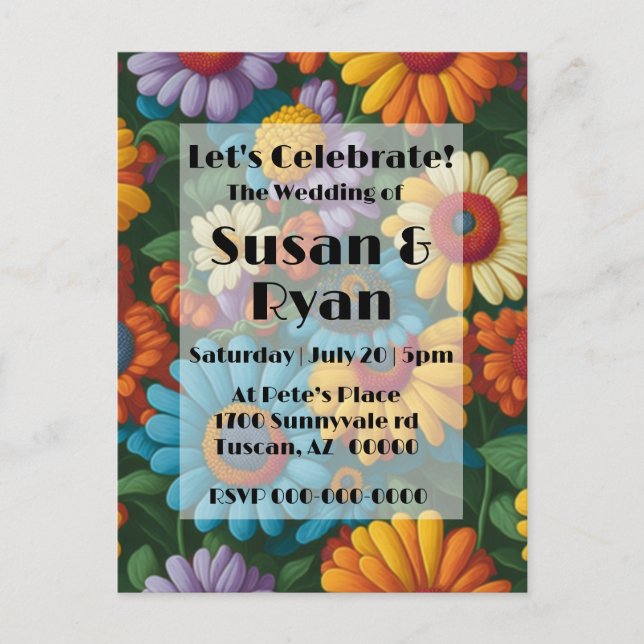 Retro 70s style colorful daisies  postcard (Front)