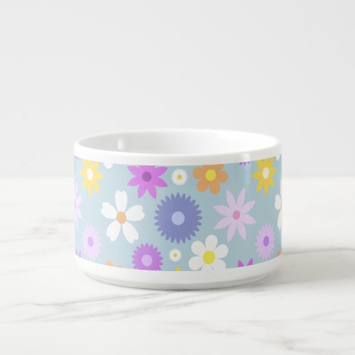 Retro 70s Style Flower Big Pattern Pastel Colors Bowl