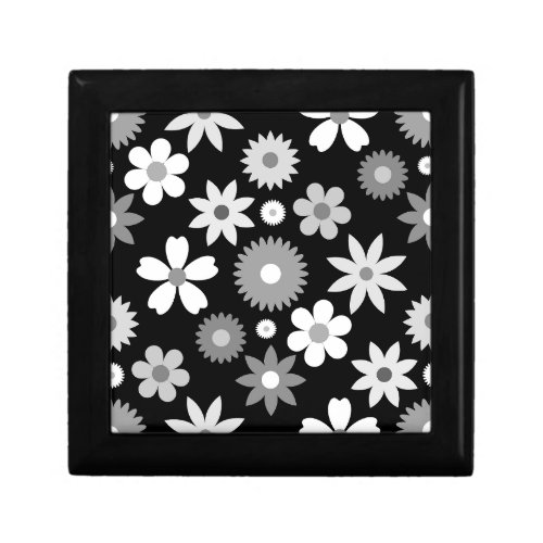 Retro 70s Style Flower Lg Monochrome Pattern Gift Box