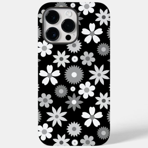 Retro 70s Style Flower Monochrome Big Pattern Case_Mate iPhone 14 Pro Max Case