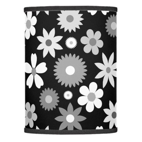 Retro 70s Style Flower Monochrome Lg Pattern Lamp Shade