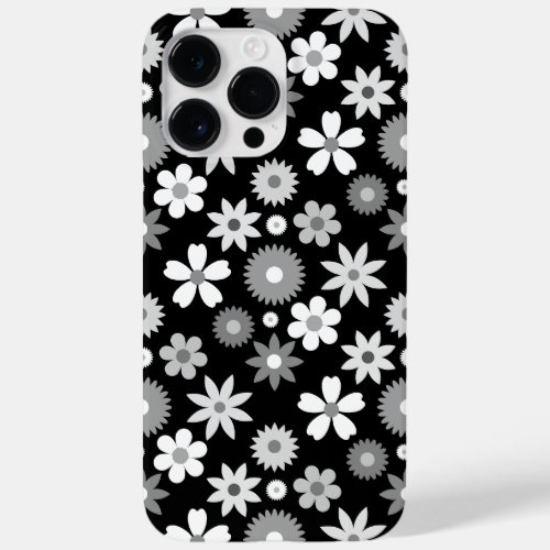 Retro 70s Style Flower Monochrome Pattern Case_Mate iPhone 14 Pro Max Case