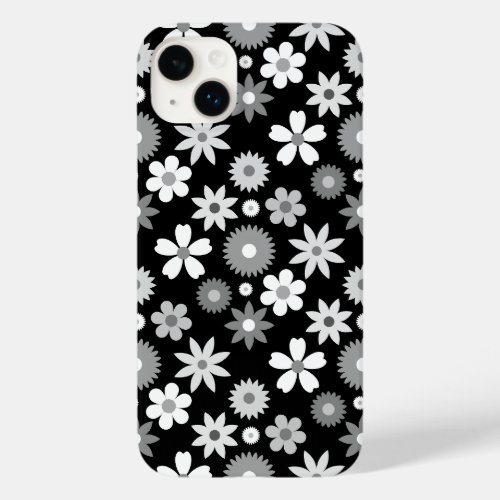 Retro 70s Style Flower Monochrome Pattern Case_Mate iPhone 14 Plus Case