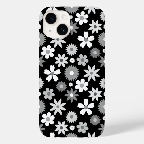 Retro 70s Style Flower Monochrome Pattern Case_Mate iPhone 14 Case