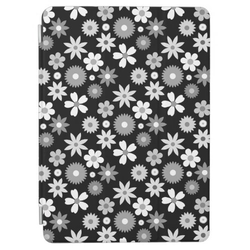 Retro 70s Style Flower Monochrome Pattern iPad Air Cover
