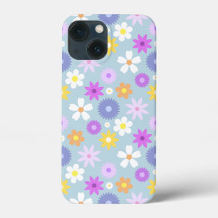 Retro 70s Style Flower Pattern Pastel Colors iPhone 13 Mini Case