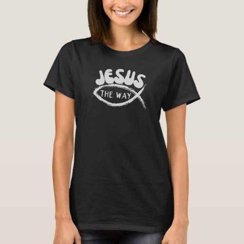 Retro 70s Style Jesus The Way Christian Fish T_Shirt
