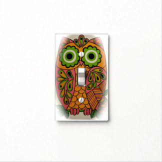Retro-70s-Style Owl Light Switch Cover