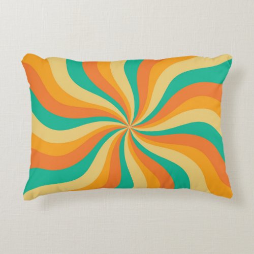 Retro 70s Sunburst Colorful Background Accent Pillow