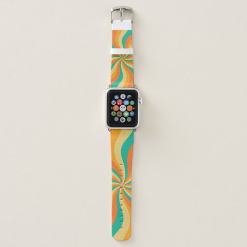 Retro 70s Sunburst Colorful Background Apple Watch Band