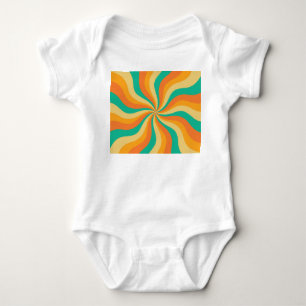 Retro 70s Sunburst Colorful Background Baby Bodysuit