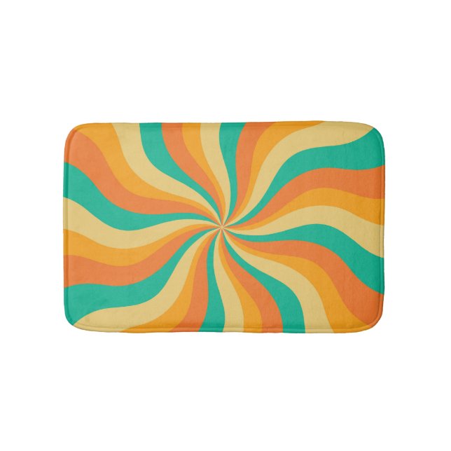 Retro 70s Sunburst Colorful Background Bath Mat (Front)