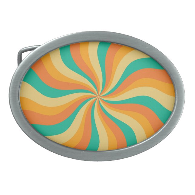 Retro 70s Sunburst Colorful Background Belt Buckle (Front)