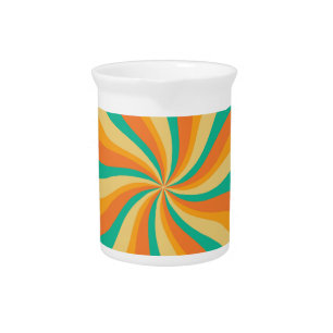 Retro 70s Sunburst Colorful Background Beverage Pitcher