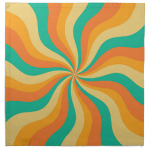 Retro 70s Sunburst Colorful Background Cloth Napkin
