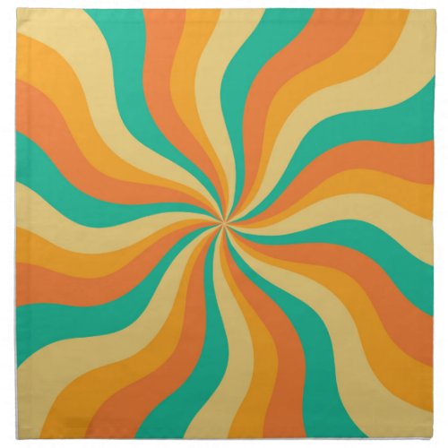 Retro 70s Sunburst Colorful Background Cloth Napkin