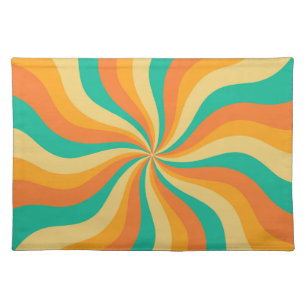 Retro 70s Sunburst Colorful Background Cloth Placemat