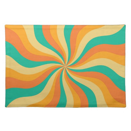 Retro 70s Sunburst Colorful Background Cloth Placemat