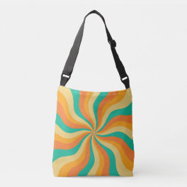 Retro 70s Sunburst Colorful Background Crossbody Bag
