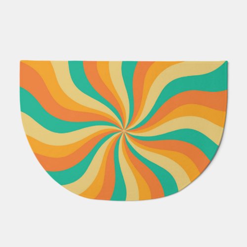 Retro 70s Sunburst Colorful Background Doormat