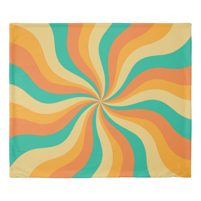 Retro 70s Sunburst Colorful Background Duvet Cover (Front)