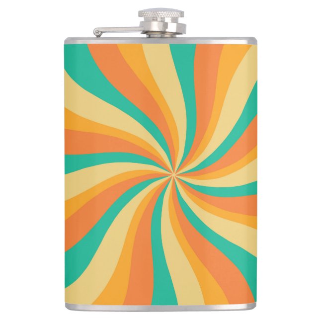 Retro 70s Sunburst Colorful Background Flask (Front)