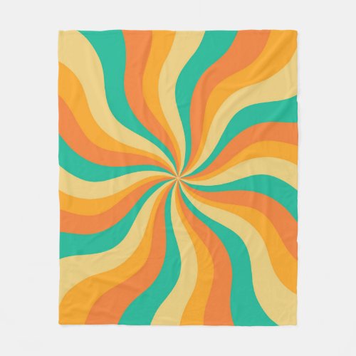 Retro 70s Sunburst Colorful Background Fleece Blanket