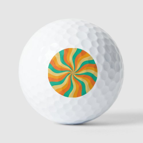 Retro 70s Sunburst Colorful Background Golf Balls