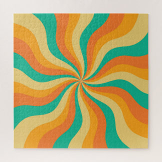 Retro 70s Sunburst Colorful Background Jigsaw Puzzle