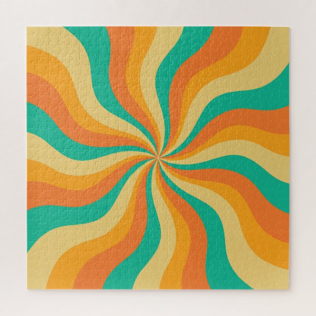 Retro 70s Sunburst Colorful Background Jigsaw Puzzle (Vertical)