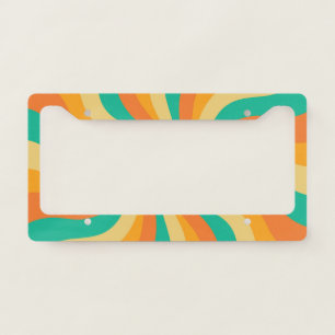 Retro 70s Sunburst Colorful Background License Plate Frame