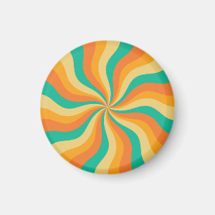 Retro 70s Sunburst Colorful Background Magnet