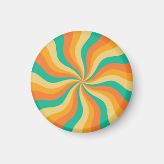 Retro 70s Sunburst Colorful Background Magnet