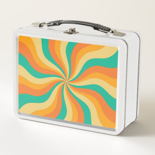 Retro 70s Sunburst Colorful Background Metal Lunch Box