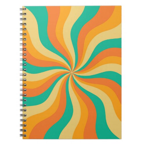 Retro 70s Sunburst Colorful Background Notebook