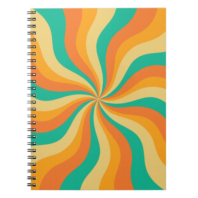 Retro 70s Sunburst Colorful Background Notebook (Front)