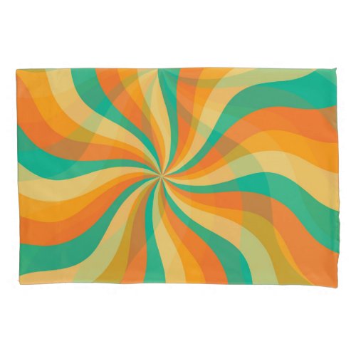 Retro 70s Sunburst Colorful Background Pillow Case
