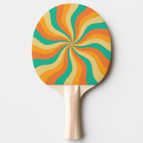 Retro 70s Sunburst Colorful Background Ping Pong Paddle
