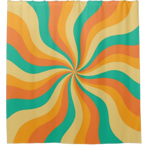 Retro 70s Sunburst Colorful Background Shower Curtain