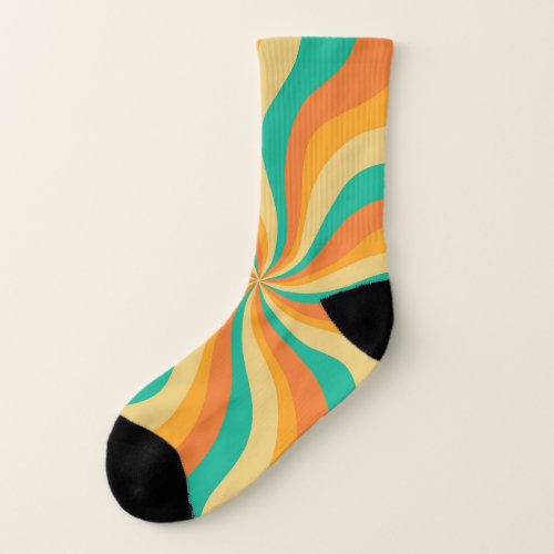 Retro 70s Sunburst Colorful Background Socks