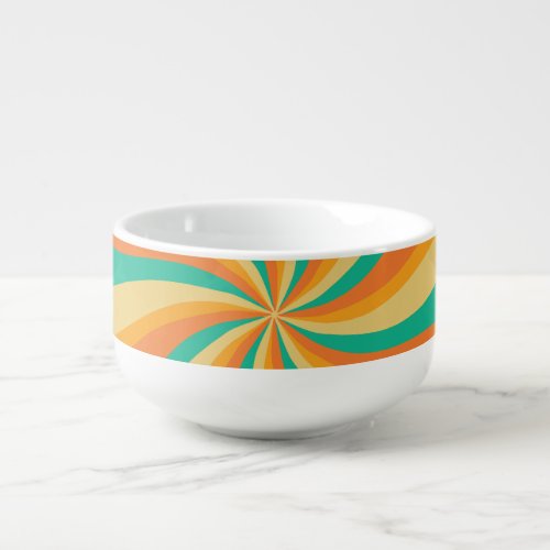 Retro 70s Sunburst Colorful Background Soup Mug